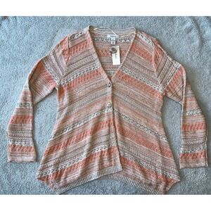 NWT Macy's Style &‎ Co Coral 2 Button Crochet Cardigan Womens Size XL